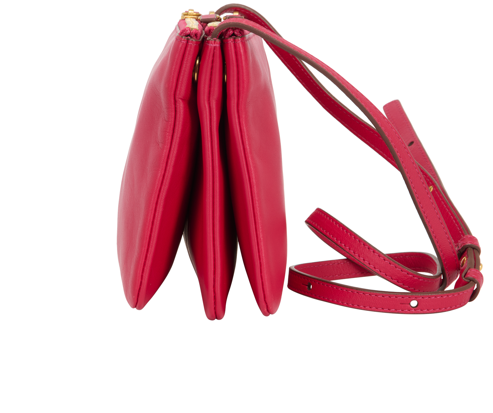 Trio Small Crossbody, &pound;450, Handbags, Pink, Leather, Bottom view